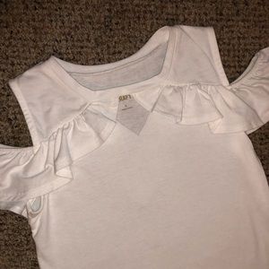 Girls cut out shoulder ruffle tee szLg NWT